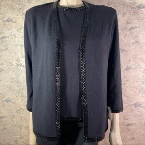 Escada for Neiman Marcus Knitted  top and cardigan with Bugle beads